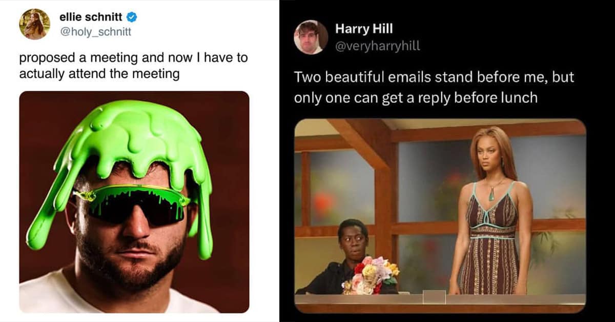 A collection of funny work memes and tweets about the struggles of office life and adulting