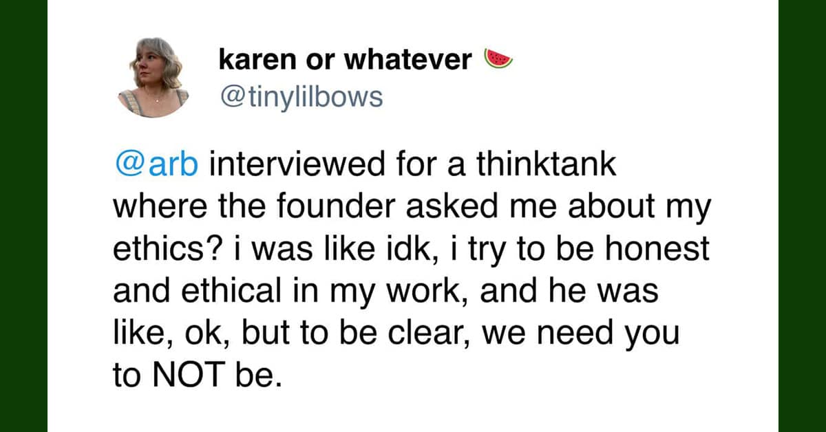 A collection of tweets sharing the funniest and most cringeworthy worst job interview stories.