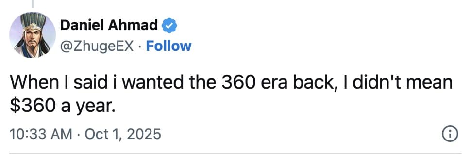 A funny Xbox Game Pass meme joking that when fans wanted the "360 era" back, they didn't mean a price of $360 a year.