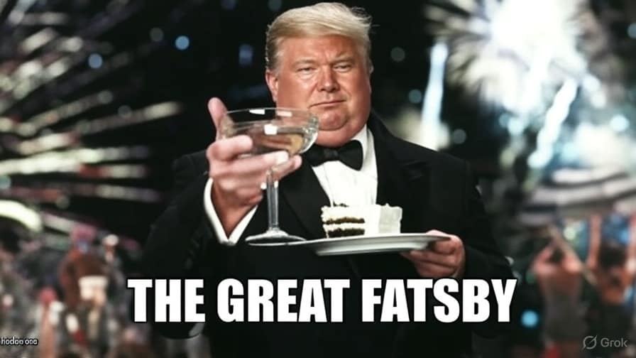A funny Trump great gatsby meme photoshopping him as "The Great Fatsby."