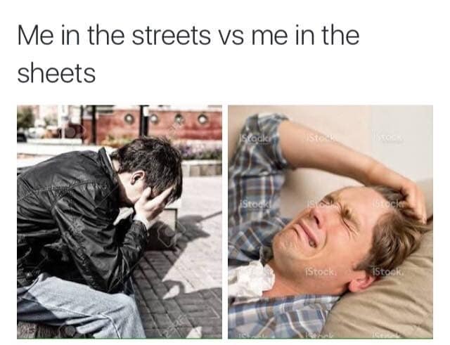 Classic meme showing street vs sheets expectation vs reality