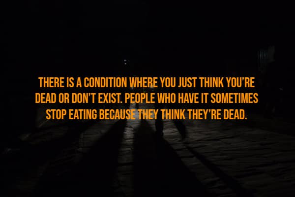 Shadowy figures representing Cotard's delusion where people believe they are dead.