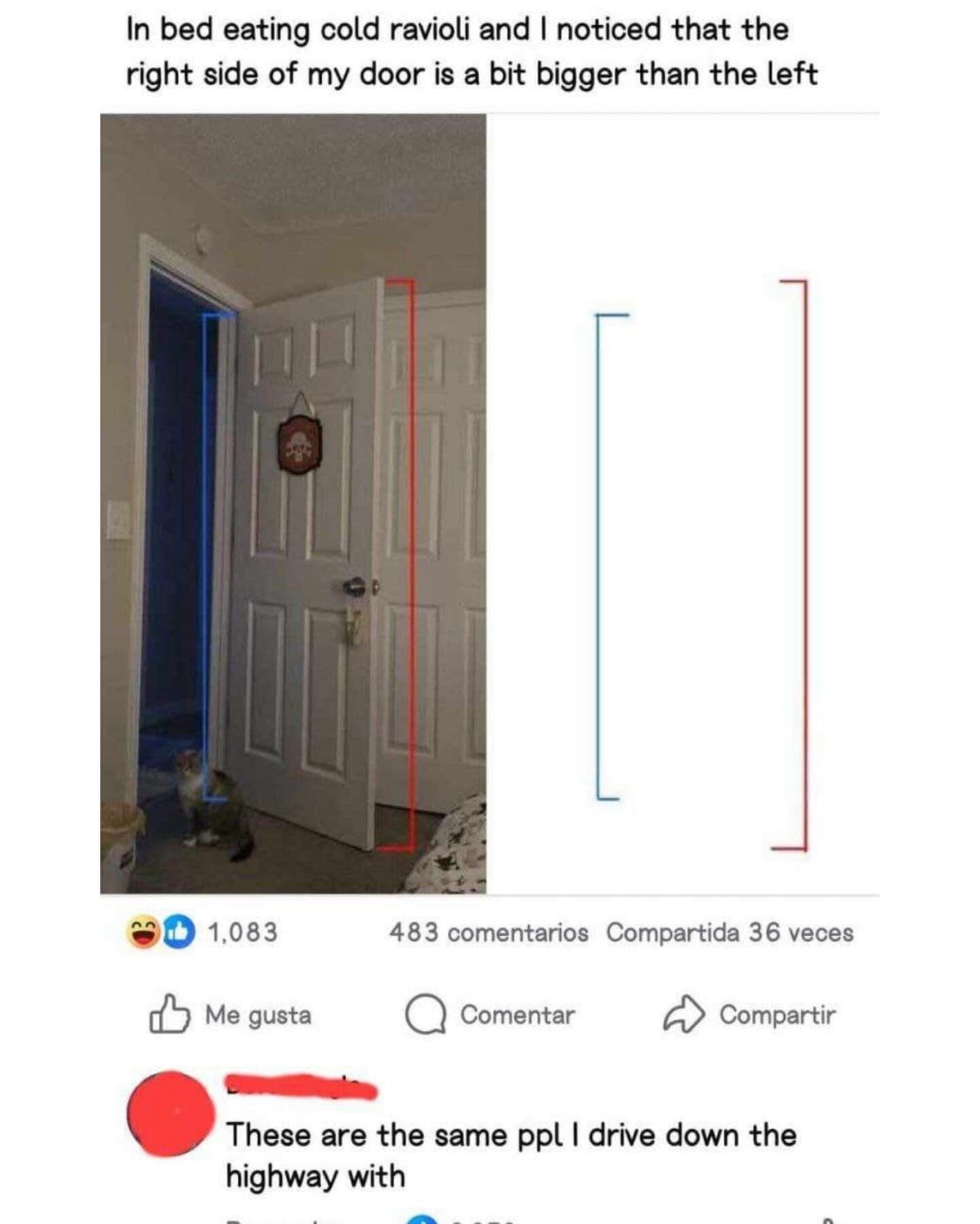 Comment roasting person for noticing uneven door frame while eating ravioli funny memes.