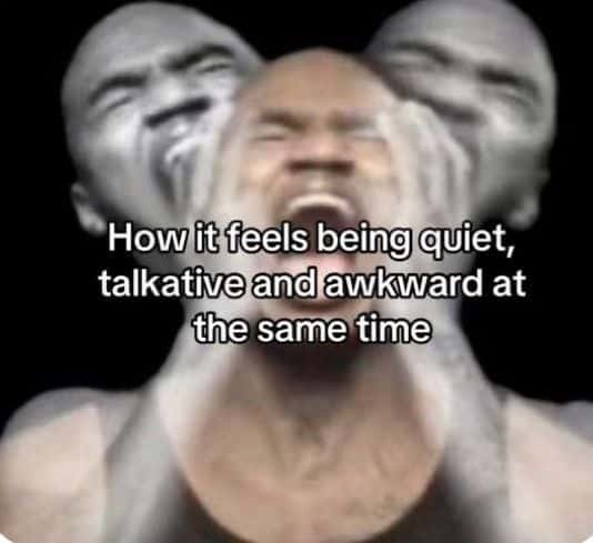 Funny tiktok screenshot using a screaming face to depict social awkwardness