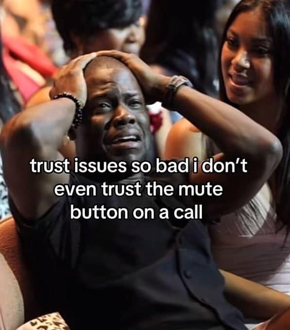 Funny tiktok screenshot of Kevin Hart stressing about the mute button