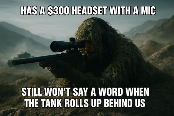 Gamer meme mocking players with expensive headsets who never use the mic