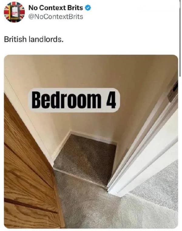 Hilarious meme mocking a tiny corner listed as a fourth bedroom