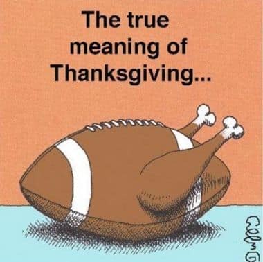Thanksgiving football meme illustration combining a turkey with a football.