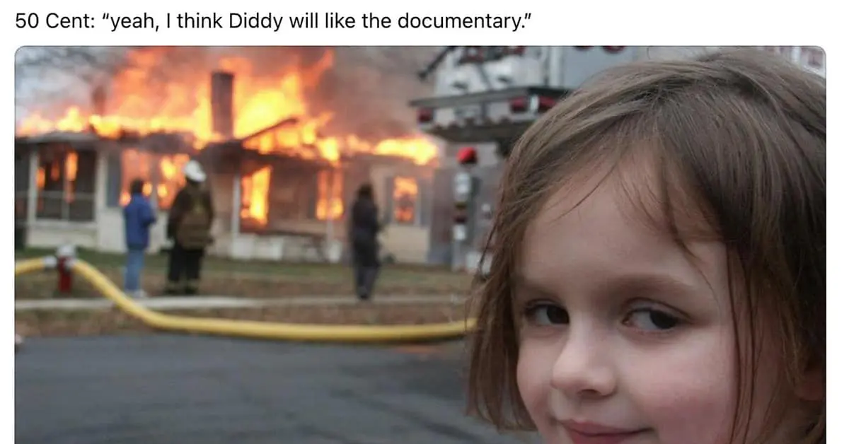 Collection of 50 cent meme reactions and Diddy documentary meme tweets featuring Tupac and Biggie