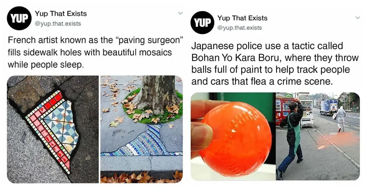 Collection of fun random fact images and cool fact compilations including glowing deer antlers and mosaic potholes