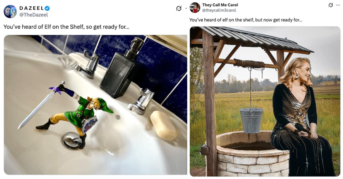 Collection of you've heard of elf on the shelf meme images including Vader on a Tater and Ranger on a Manger