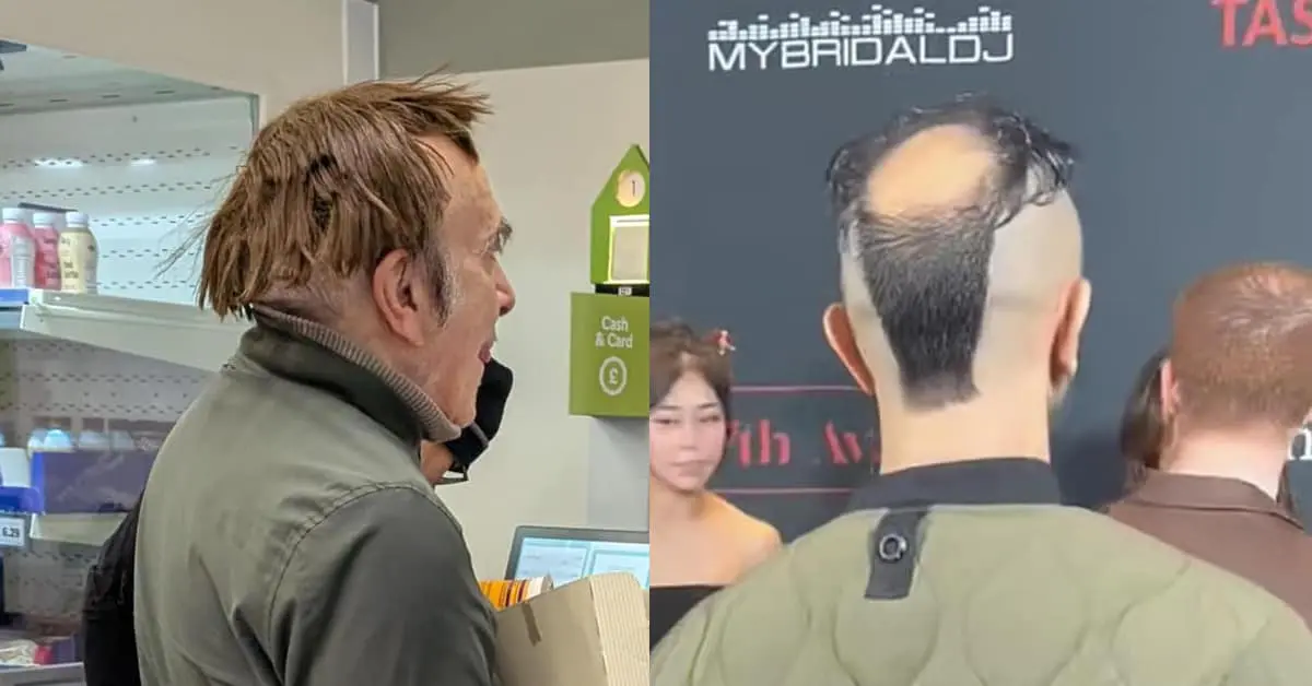 Collection of bad haircut images and haircut fail compilations featuring blocky hairlines and neon green spikes