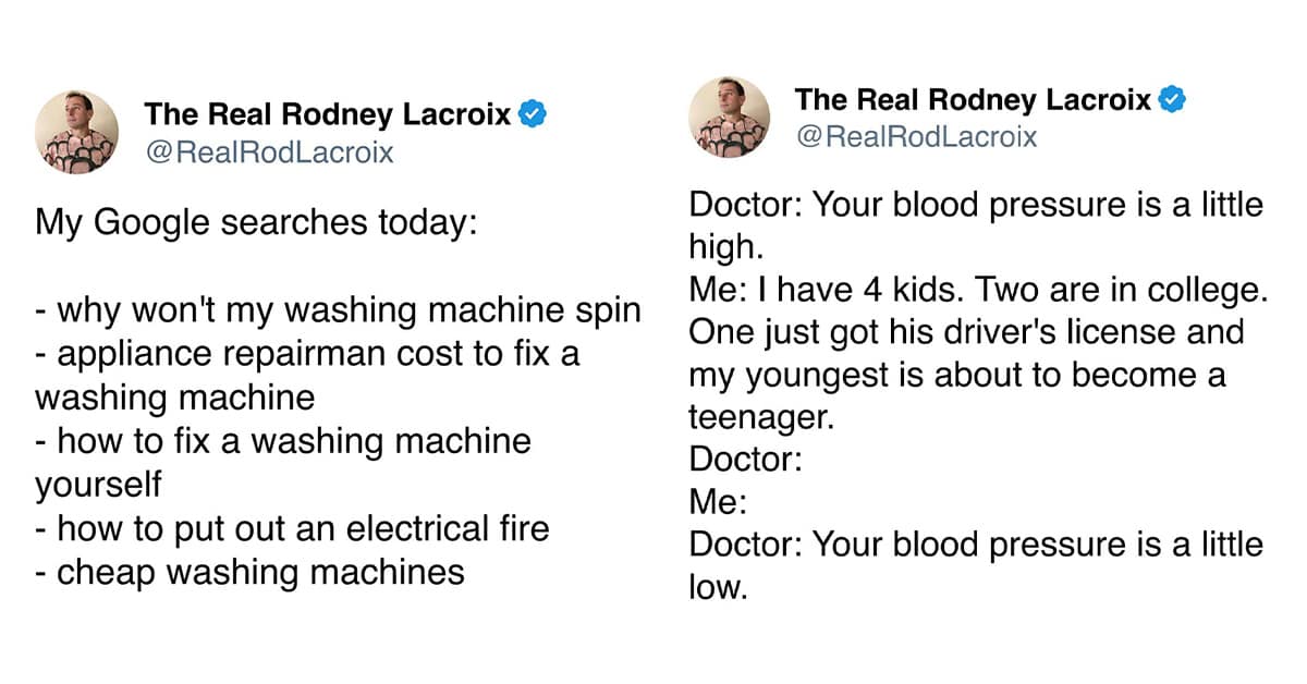 A collection of the best dad meme highlights and Rodney Lacroix tweet favorites, including the printer ink scam, the teen hoodie theft, and the Duolingo struggle.