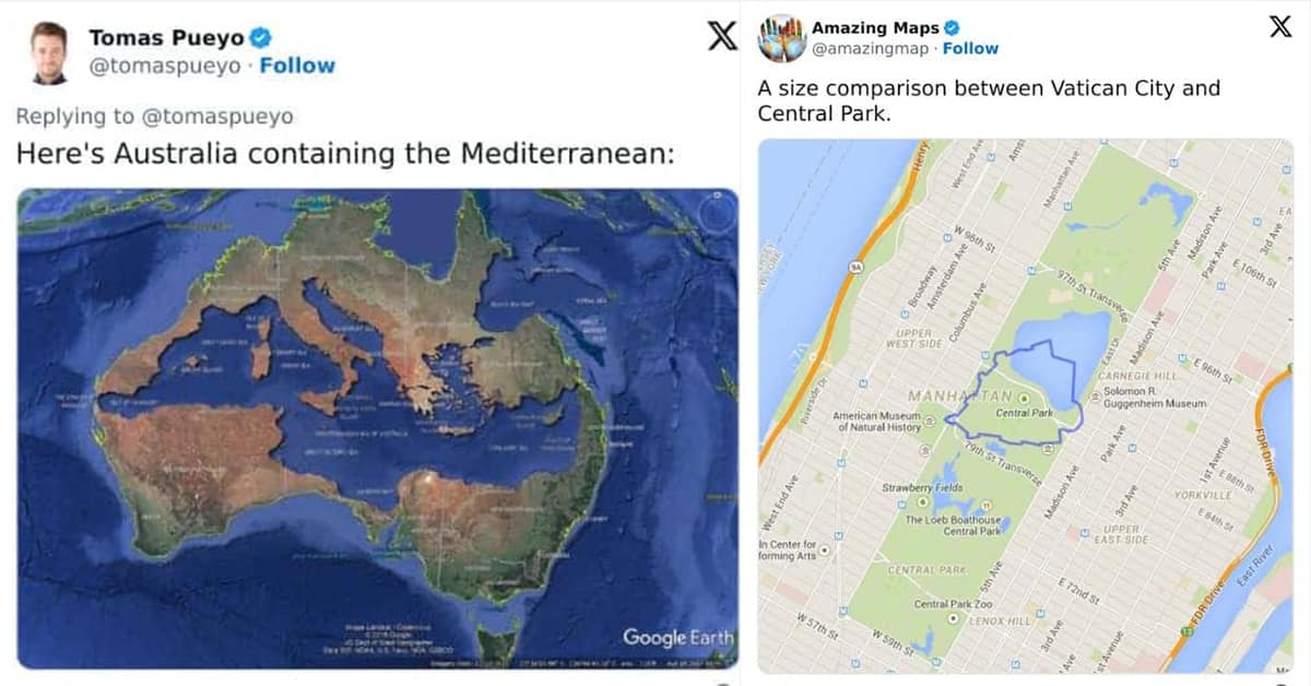 Collection of interesting map images and amazing maps compilations showing Australia river systems and projection distortions