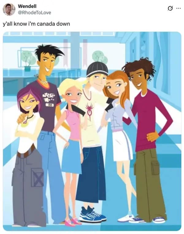 A Yall know I'm Canada Down meme featuring the main cast of the animated series 6teen.