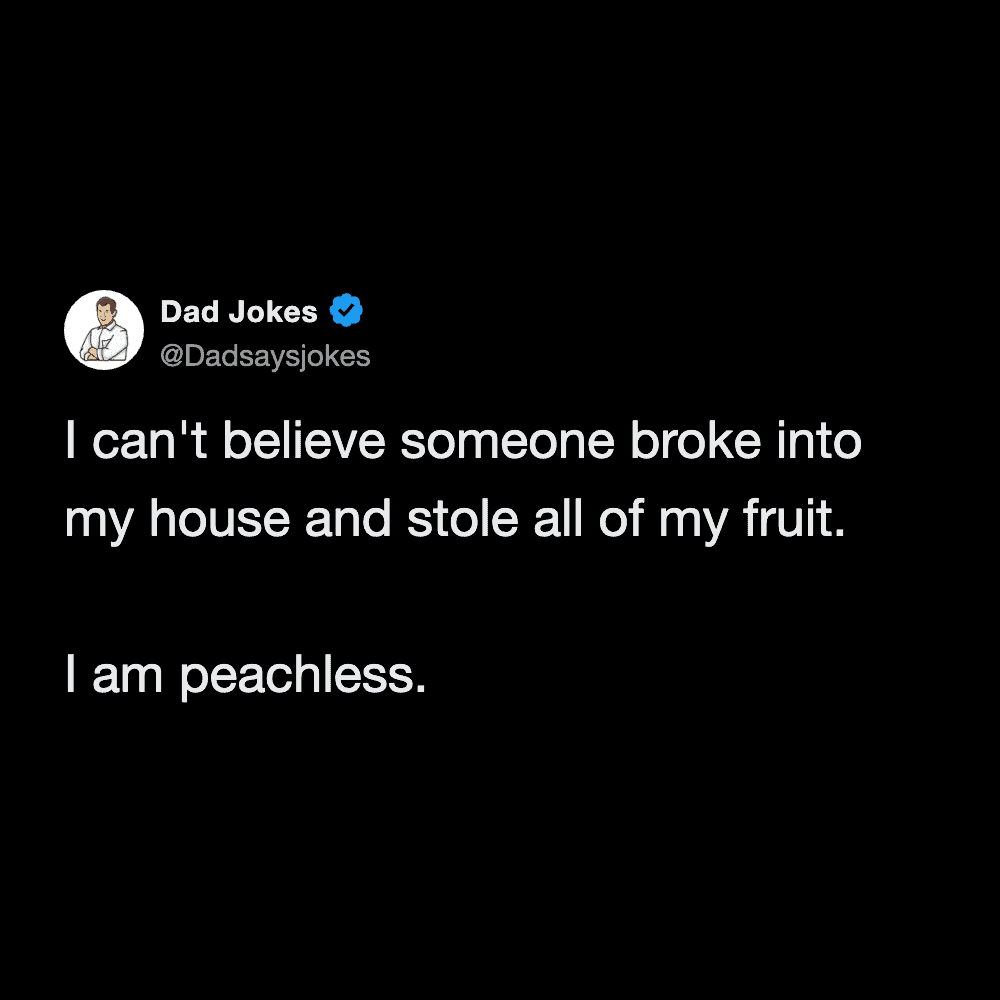 Short joke about a fruit robbery that left the victim feeling completely and utterly peachless.