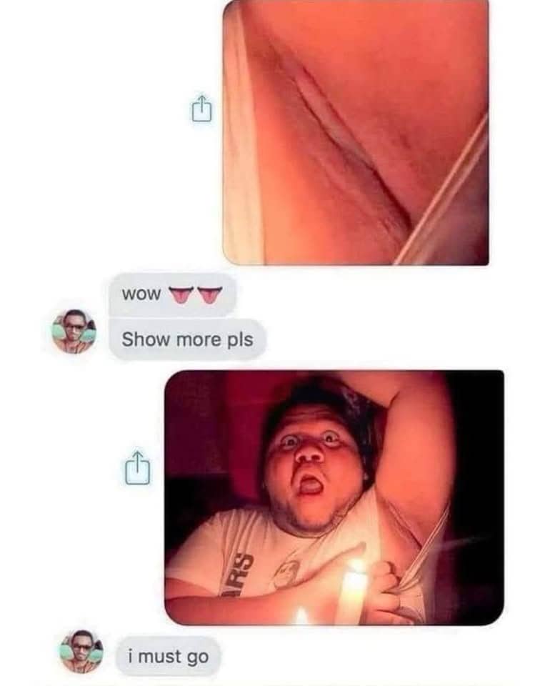 A funny bait-and-switch chat thread where a suggestive photo is revealed to be a man's armpit.
