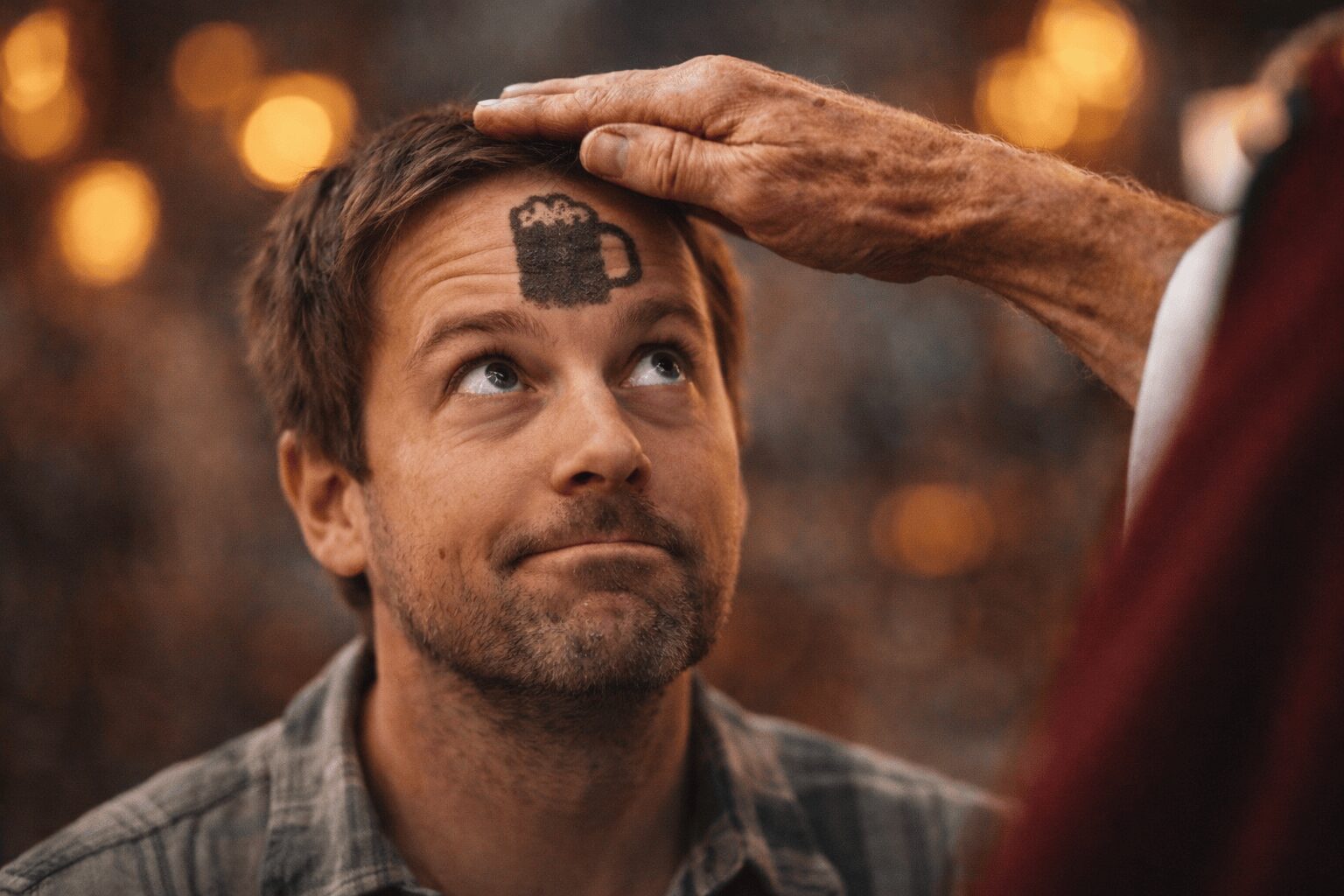 Lent meme compilation: A collage featuring the AI "Drip Pope" dropping his Ash Wednesday album, Danny DeVito announcing "So anyway I started fasting," and Sandra Bullock blindfolded in the candy aisle.