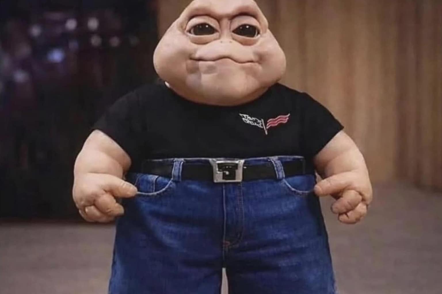 Funny meme compilation: A collage featuring the man convincingly dressed as his deceased mother for pension money, the disastrously accidental naked Garfield text message, and the baby dinosaur roasted as a casually dressed Corvette owner.