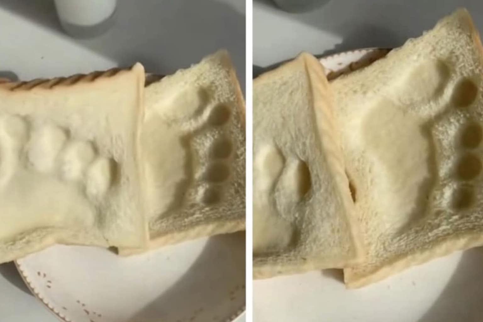 Meme dump compilation: A collage featuring the refrigerator packed completely full of hotdogs, the tragically bad painted-on hair tattoos, and the angry girlfriend's footprint stamped directly into breakfast bread.