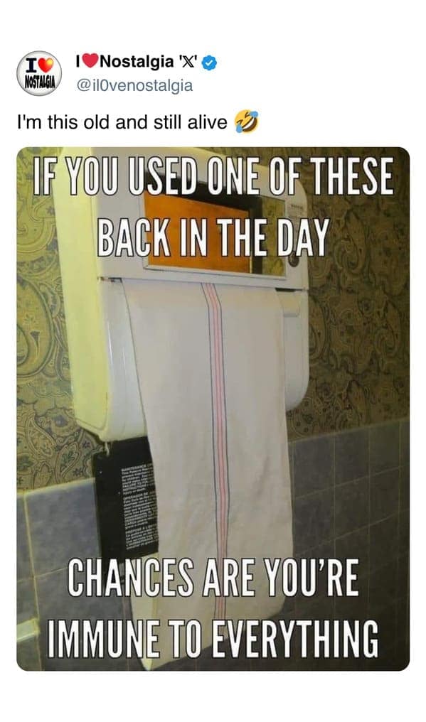 A classic 1970s nostalgia meme of a kid catching massive air on a BMX bike over a cinderblock ramp, joking that "brown corduroy trousers" were their only safety gear instead of helmets.