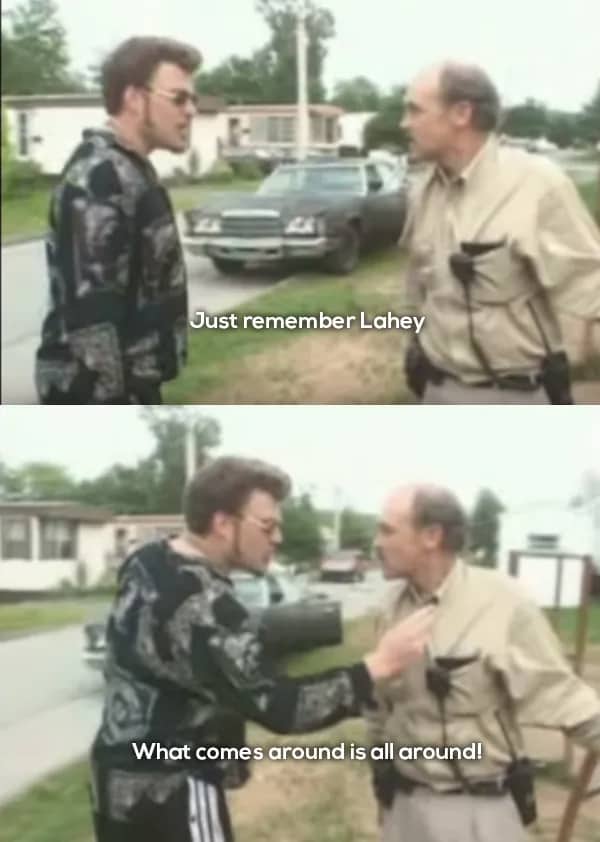 Ricky being interviewed on the news complaining about the use of big school words.