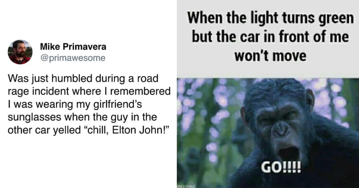 Best road rage meme compilation featuring Vin Diesel racing GPS, the Queen with a gun, and the sarcastic road sign.