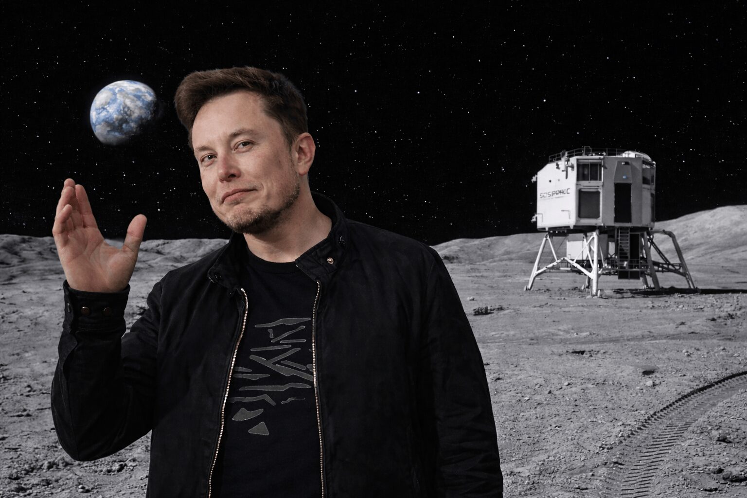 SpaceX moon meme compilation: A collage featuring the "Distracted Boyfriend" meme showing Musk preferring the Moon over Mars, a parody of The Lion King with Musk lifting a Doge on the lunar surface, and an astronaut relaxing in a lawn chair on the Moon to represent the "10-year plan."
