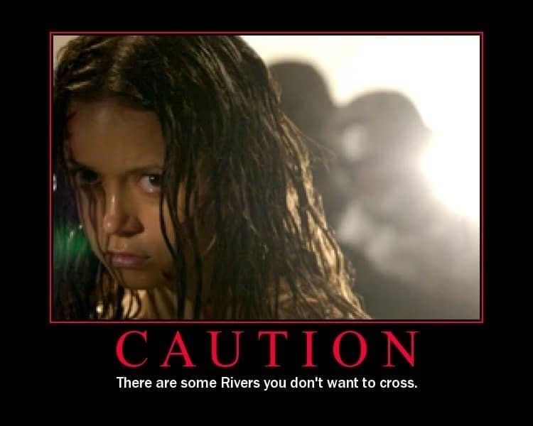 A cautionary warning defines this intense Firefly meme featuring a wide-eyed River Tam, reminding everyone that there are some "Rivers" you truly do not want to cross.