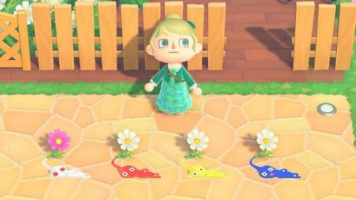 Creative island design featuring floor patterns that make flowers look like the heads of Pikmin.