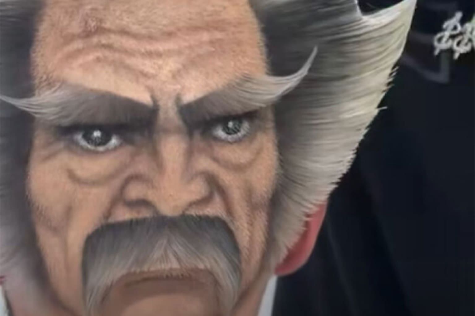 A collage of bad haircuts featuring a woman with a massive static-charged sphere of hair, a cat with natural markings perfectly resembling a severe bowl cut, and the back of a man's head flawlessly shaved to look like a grumpy face.