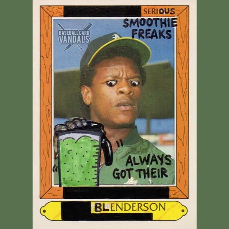 Card modified to show a player holding a green smoothie with the name Blenderson.