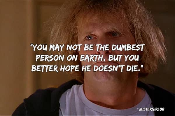 Man with messy blonde hair looking confused alongside a quote about being the second dumbest person.