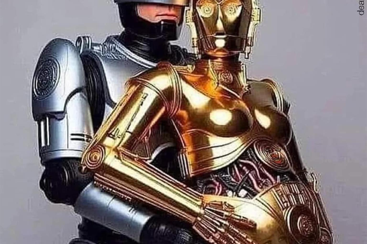 A complete dump of classic meme energy that captures everything from Robocop and a pregnant C-3PO to the historical divide of Mars between Spain and Portugal and the visual "IT vs. Sales" office archetype.