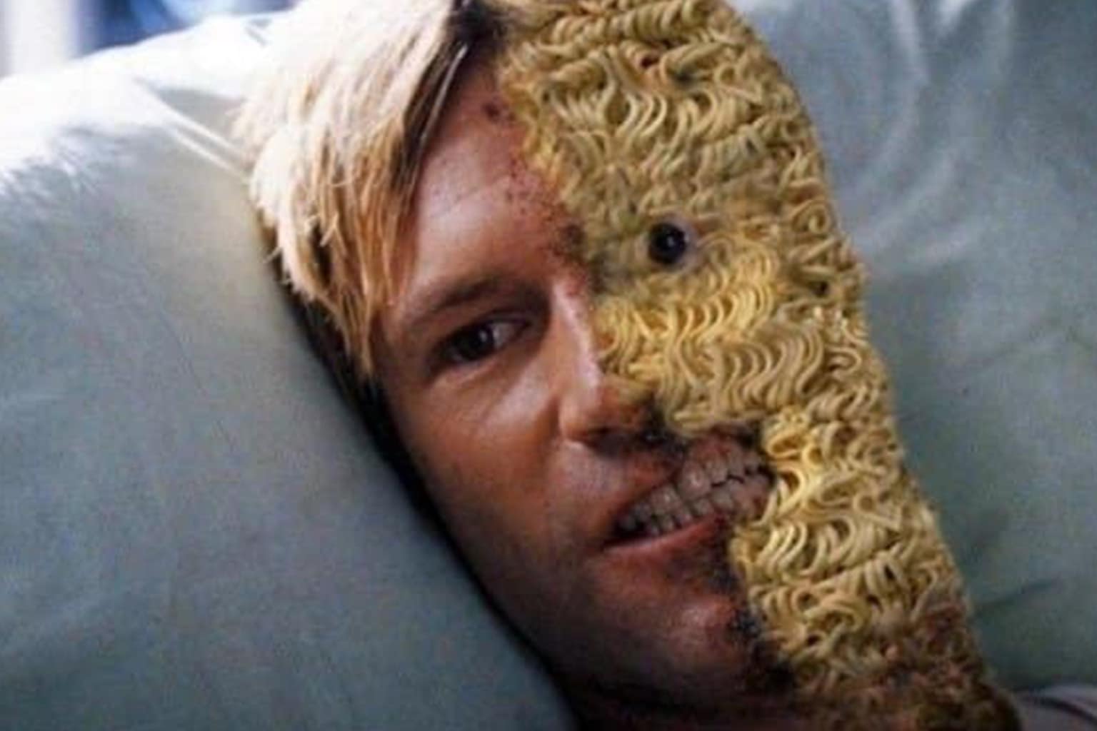 classic memes compilation: A collage featuring the YouTube mechanic discovering "f***ing SpaghettiOs" in a fuel tank, the visual pun of a "Visigoth" wearing a high-visibility safety vest, and the eldritch horror of a year-old pantry potato screaming for soil.