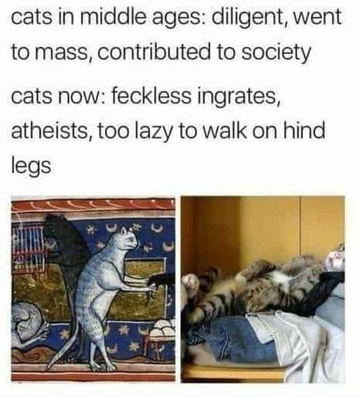 surprisingly realistic classical art meme featuring the oil painting "The Cat on the Pillow" by Adolf von Becker. It depicts a tiny grey and white kitten wearing a blue bell-collar, looking incredibly soft and pensive while resting on a plush red velvet cushion.