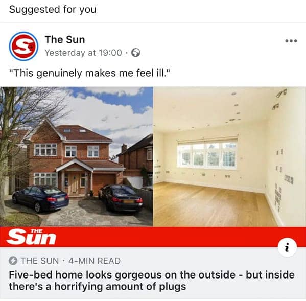 Real estate news story about a house with an excessive and horrifying number of electrical outlets.