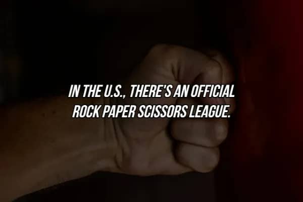 Sports fact about the existence of an official Rock Paper Scissors league in America.