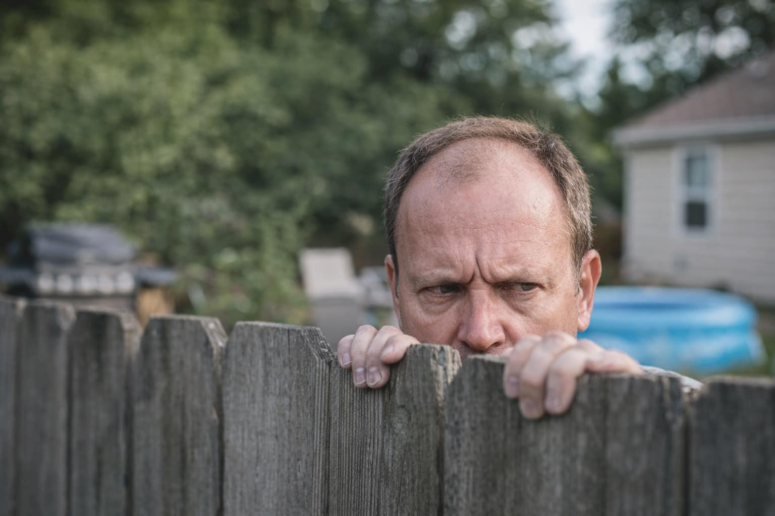 neighbors from hell compilation: A collage featuring a massive public "Nosy Neighbor" warning banner, a savage text roast regarding a three-inch property line dispute, and a Liam Neeson-inspired threat regarding uncollected dog poop.