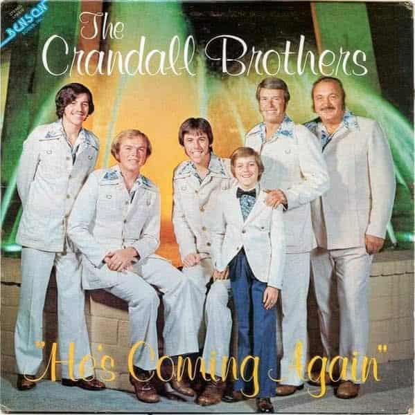 Gospel album cover for The Crandall Brothers featuring matching white suits and suggestive title text.