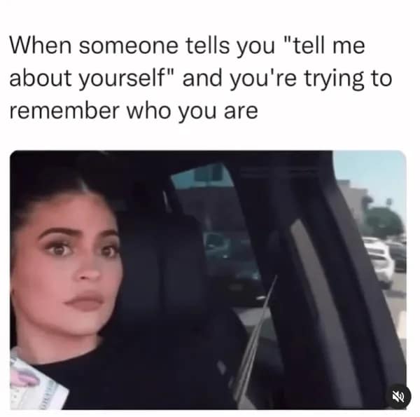 Capturing the specific brain fog of a rough morning, this hungover meme features Kylie Jenner looking startled and unable to remember basic details about her own identity.