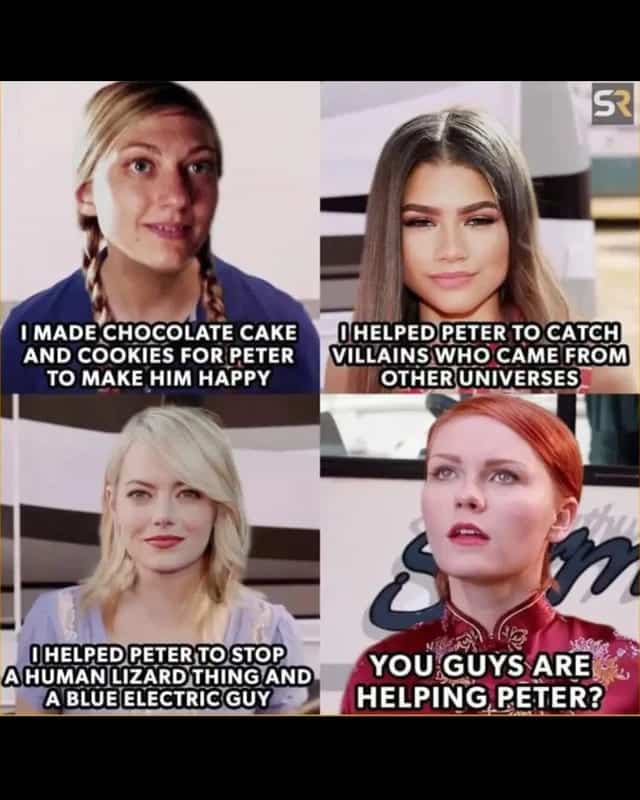 Four-panel comparison of Spider-Man love interests highlighting the different ways they helped Peter Parker.