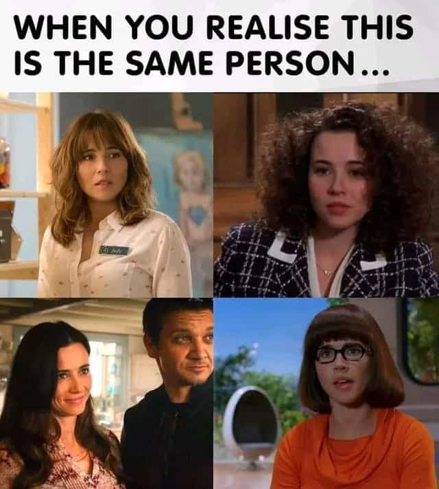 Four different roles played by Linda Cardellini including Velma and Laura Barton in the MCU.