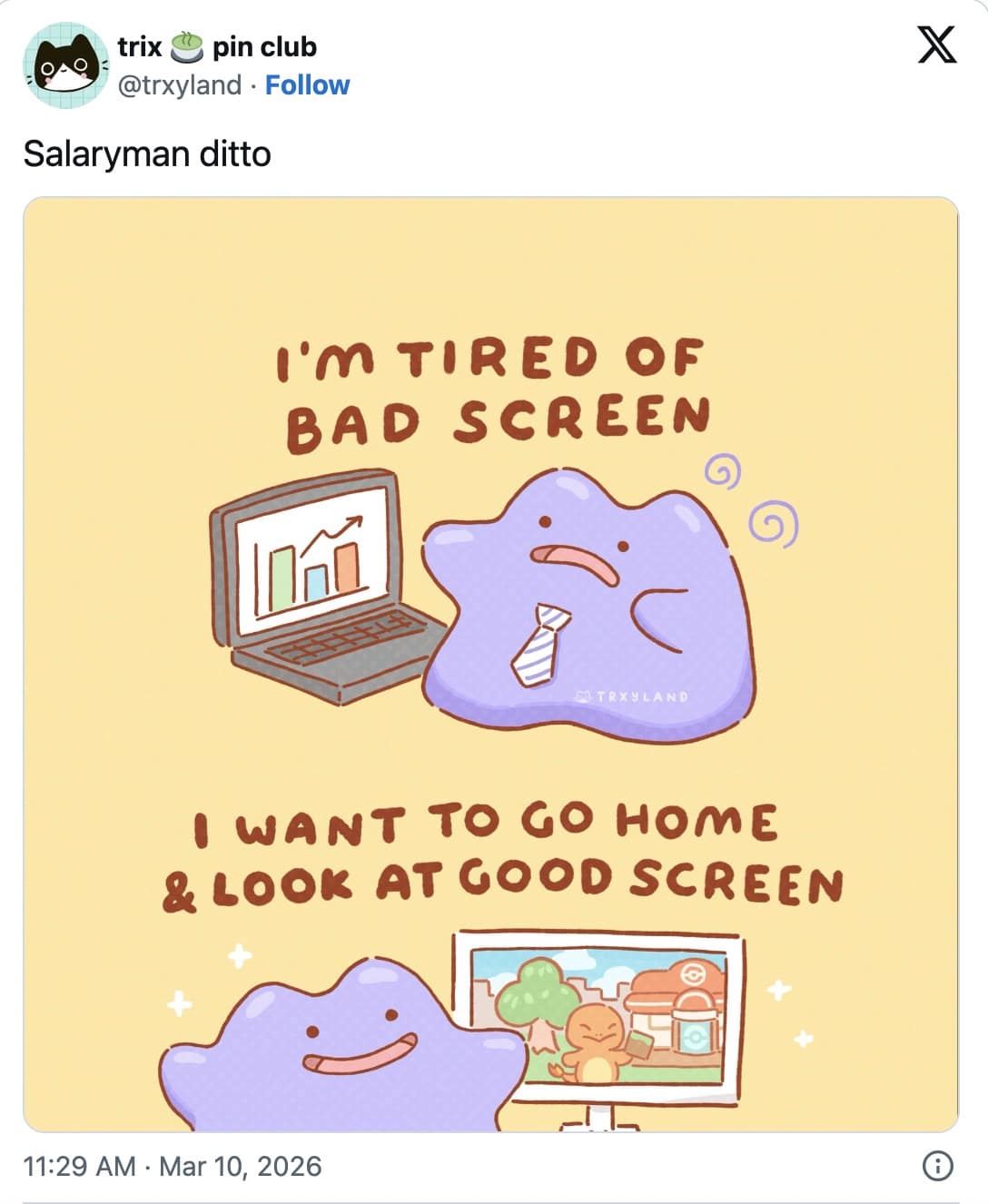 dramatic gameplay screenshot features a character staring stoically at the camera while a grass-thatched hut burns to the ground behind them, ironically labeled as "Game of the year" in this Pokemon Pokopia meme.