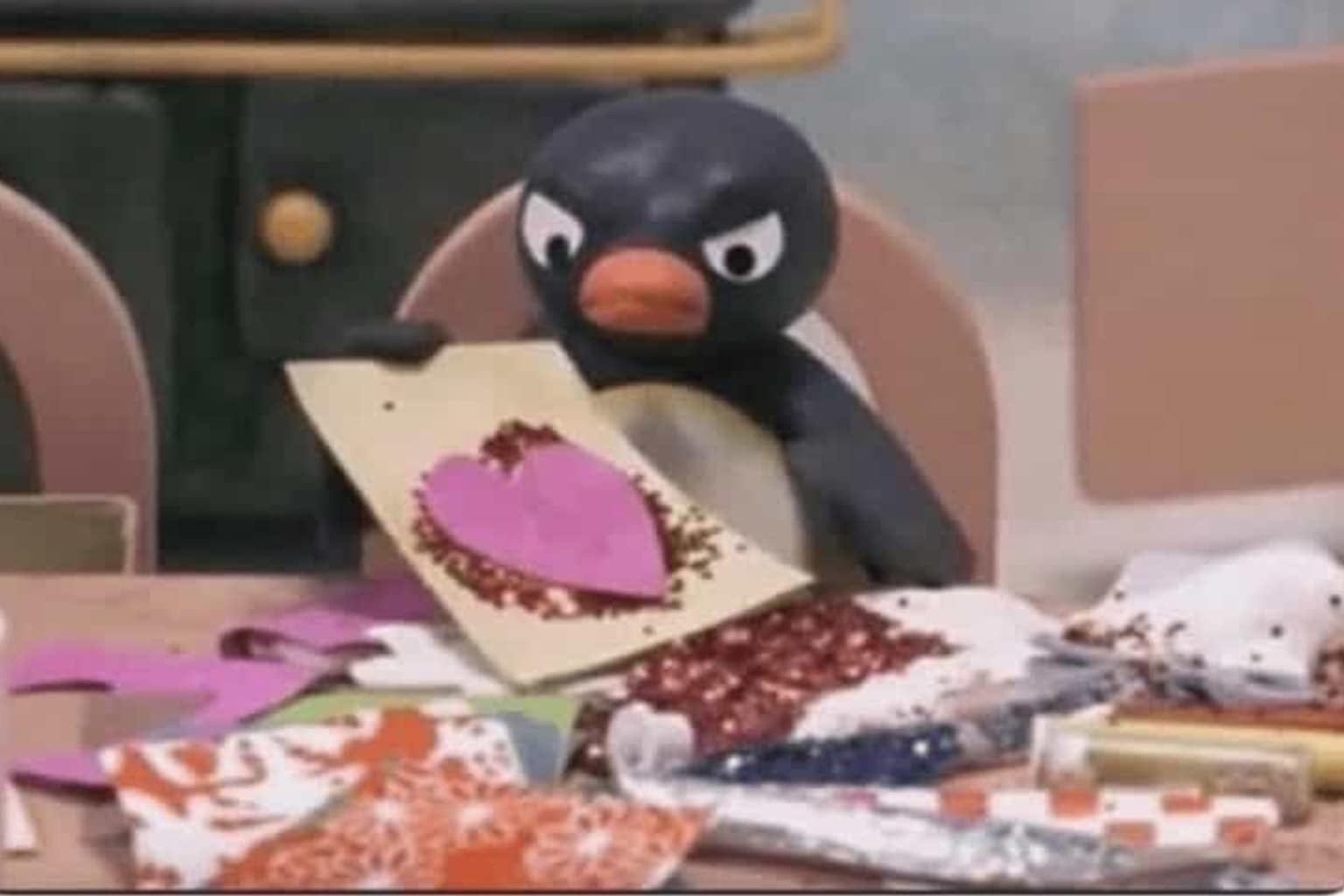 A collage of relationship memes featuring the iconic Arthur’s fist opening to signify unconditional love after an argument, Pingu looking furious while making a glittery heart card, and a blue truck labeled "My face" being squeezed between two red semi-trucks labeled "Your thighs."