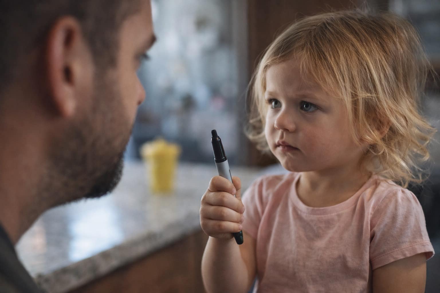 A collage of toddler memes featuring the messiest £1 glitter pedicure ever performed by a 3-year-old, a toddler's cold-blooded reminder that he only has to listen to his dad for the rest of the dad's life, and the existential horror of a child realizing her mother "ate" her because she used to be in her "belly."