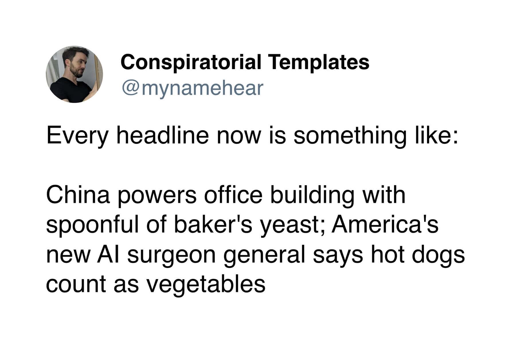 Viral tweet mocks absurd modern headlines with AI surgeon general declaring hot dogs vegetables