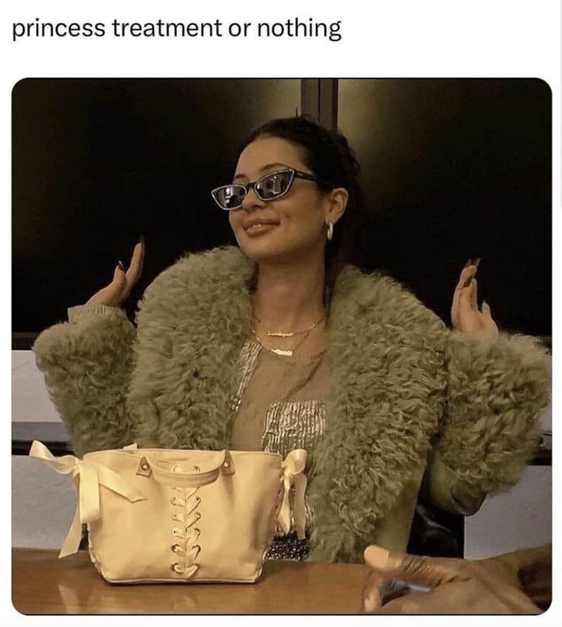 Maddy from Euphoria confidently wearing sunglasses and demanding princess treatment or nothing in a relatable women meme that perfectly captures high relationship standards for any collection of memes for women.
