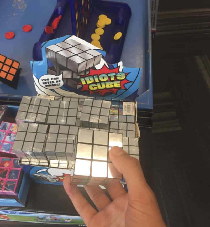 All-silver mirror Idiot's Cube Rubik's-style puzzle where you can never be wrong