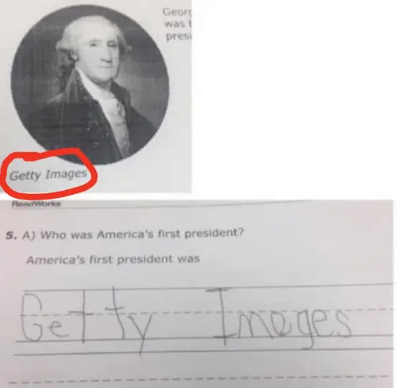 America's first president answered as Getty Images, copied from the photo credit.